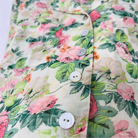 Vintage Geiger Floral Rose Boxy Sheer Button Up Blouse - Picture 7 of 12